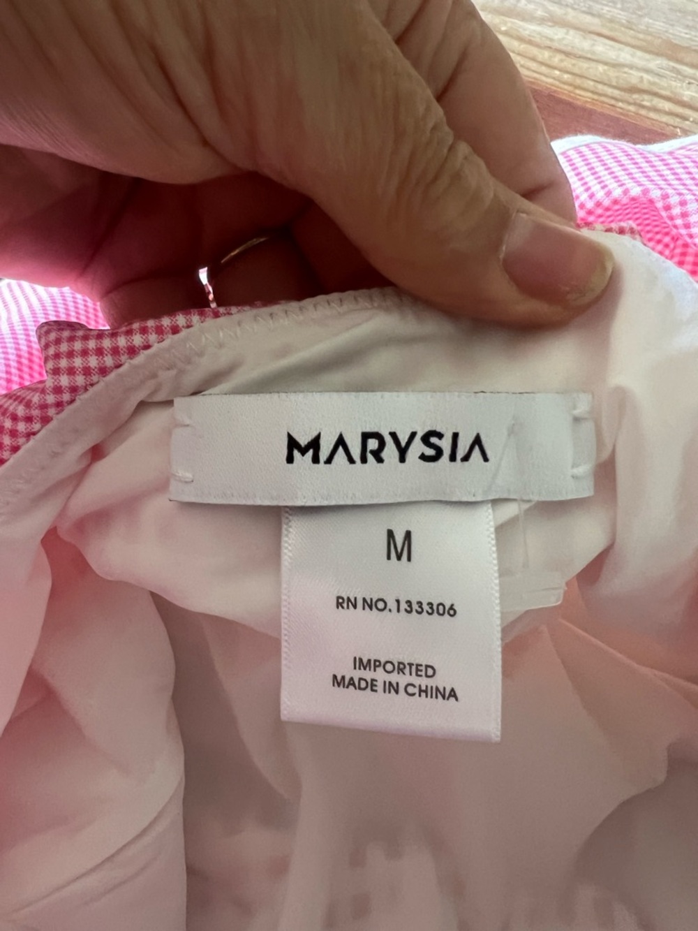 Marysia Swim Pink & White Gingham Ruffle Bandeau One-Piece - Picture 12 of 12